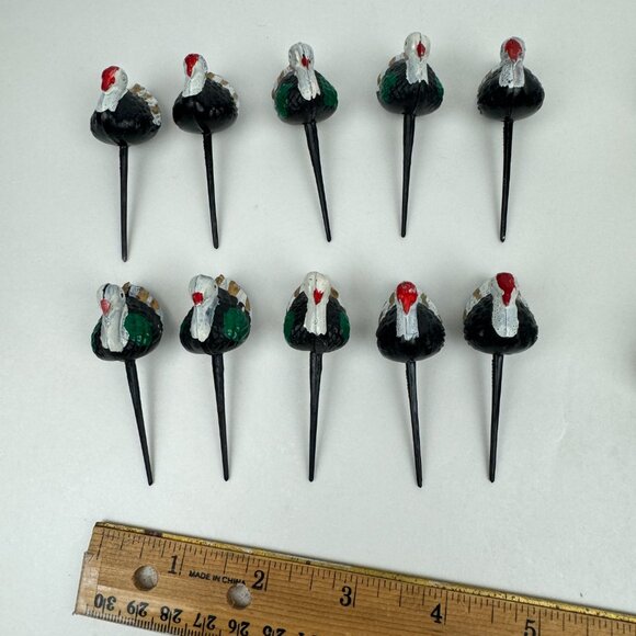 Vintage Thanksgiving Fall Autumn Plastic Turkey Cupcake Cake Toppers Hollow READ - Picture 13 of 15